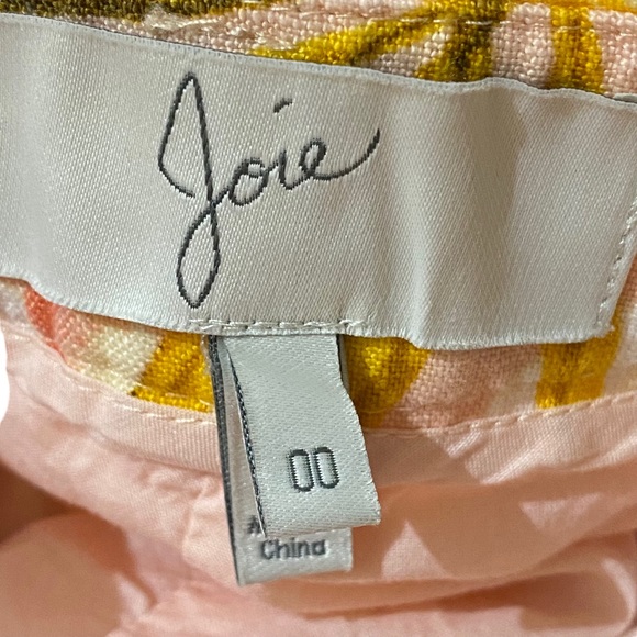 Joie 100% Linen Shorts Tropical Palm Print Women’s Size 00 Floral Pockets - Picture 5 of 7